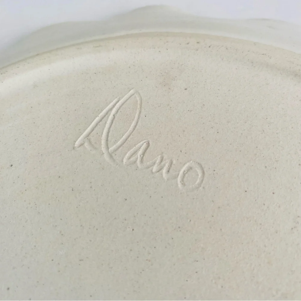 Dano Hand Thrown Pottery Indian Paintbrush Ruffle Edge Round Serving Platter 12”